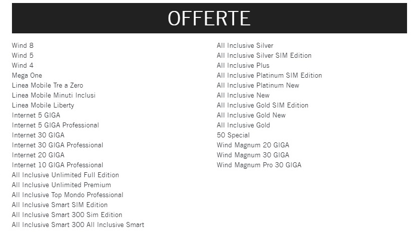 Abbonamenti Wind soggetti invece a riduzione.