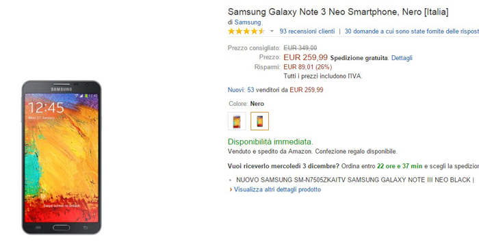 migliori offerte amazon galaxy note 3 neo
