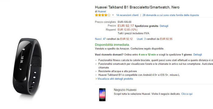 huawei talk band b1 - migliori offerte amazon -24032015