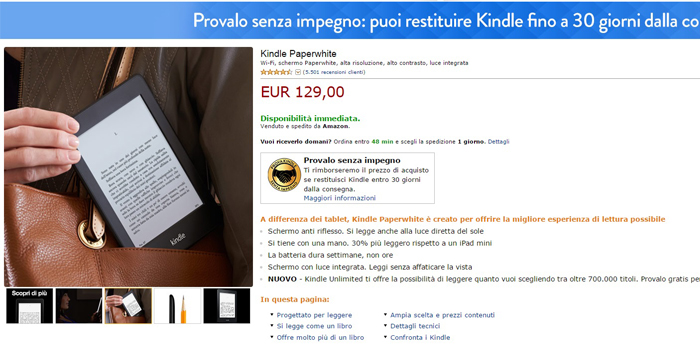 kindle paperwhite - migliori offerte amazon -30032015
