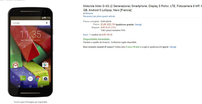motorola moto g 2014 LTE - migliori offerte amazon -24032015
