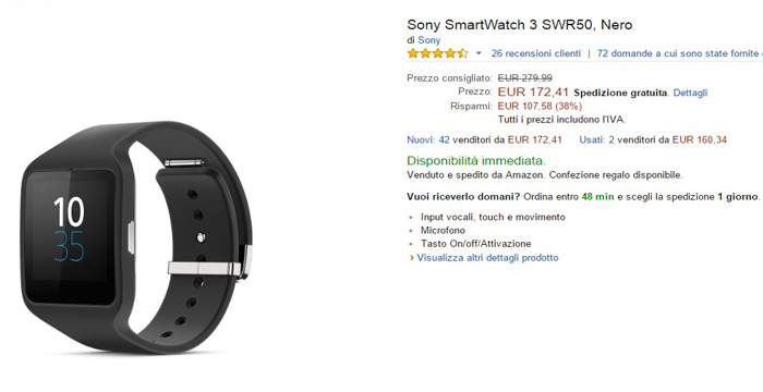 sony smartwatch 3 - migliori offerte amazon -30032015