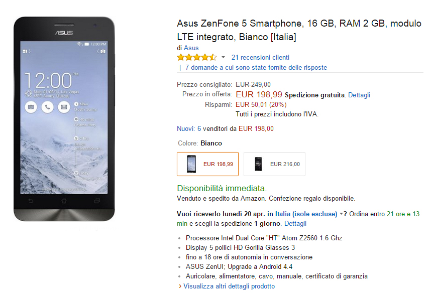 Asus ZenFone 5 offerta