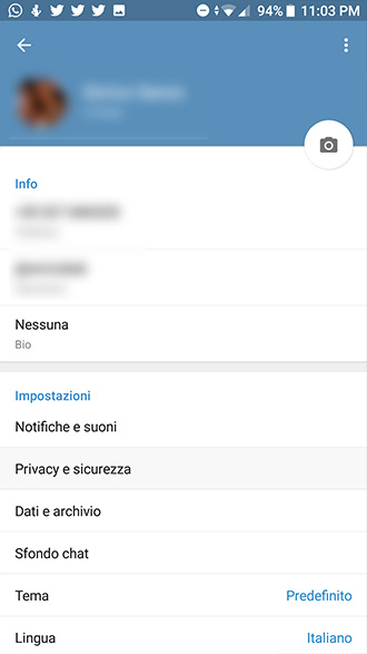 Verifica in due passaggi Telegram