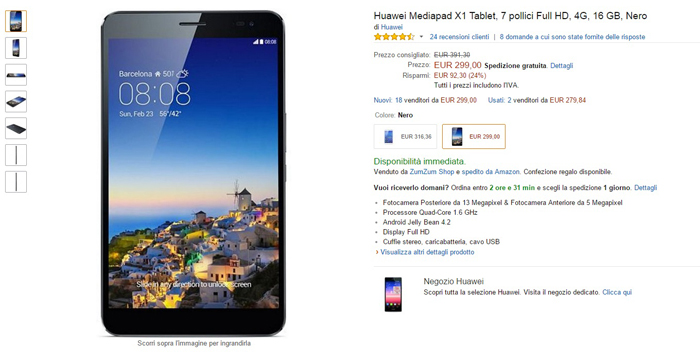 huawei mediapad x1 - migliori offerte amazon -07042015