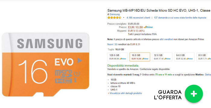 microsd-16GB-samsung-evo-offerte-elettronica-maggio2015