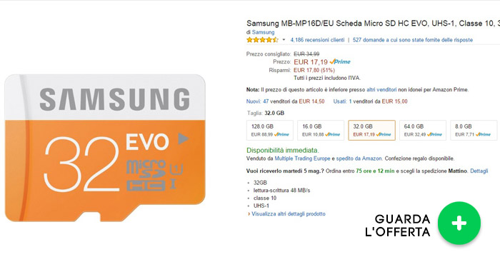 microsd-32GB-samsung-evo-offerte-elettronica-maggio2015