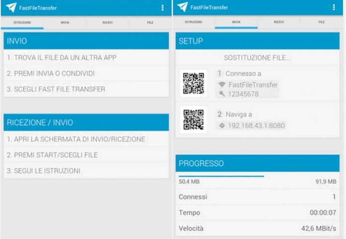 Fast File Transfer trasferimento file tra iPhone e Android