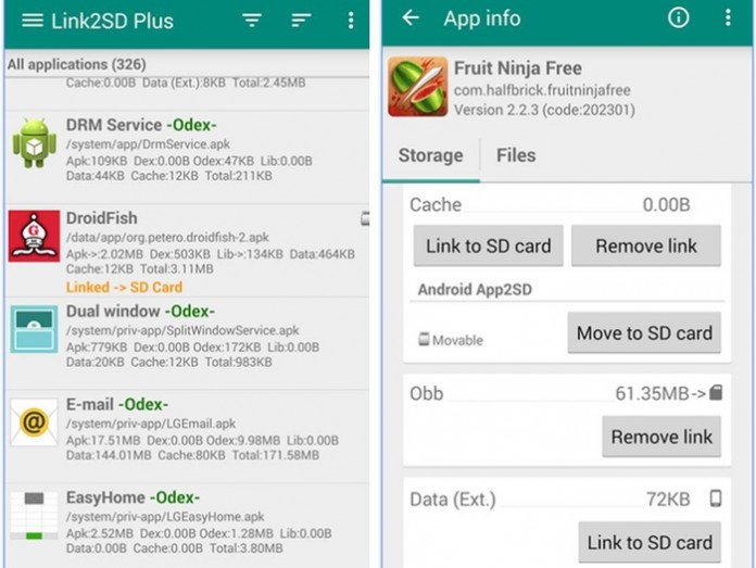 come spostare applicazioni Android su scheda SD Link2SD