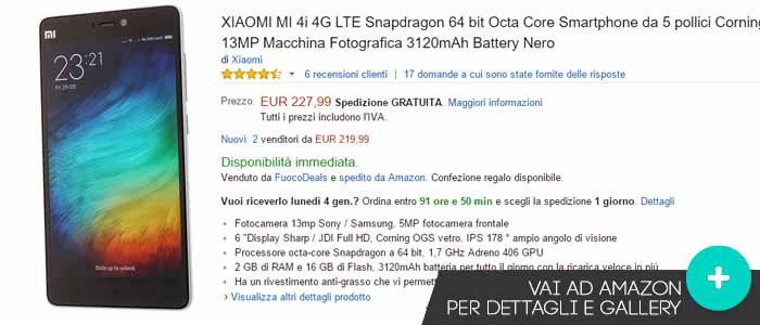 Prezzo Amazon ultime offerte per Xiaomi Mi 4i