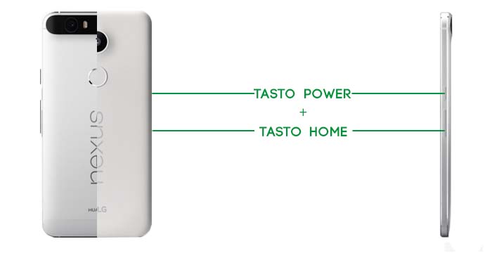 Tasti fisici per fare uno screenshot su Nexus 5X e Nexus 6P.