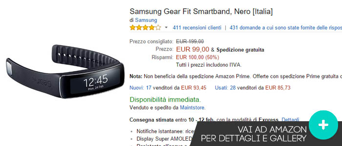 Prezzo Samsung Gear Fit su Amazon.