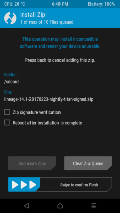 TWRP Install men&ugrave;