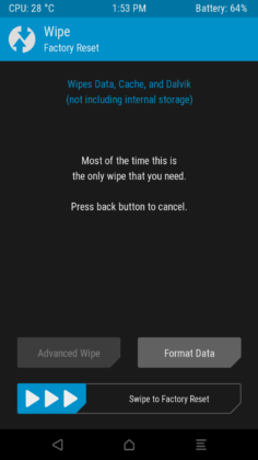 TWRP wipe men&ugrave;