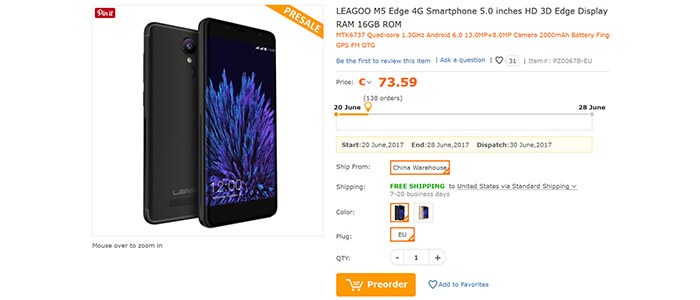 Leagoo M5 Edge TomTop