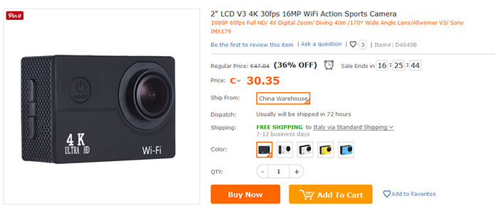 TomTop action cam offerte