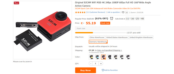 TomTop action cam offerte