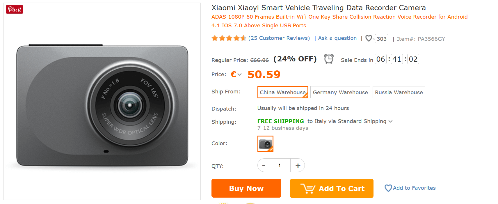 Xiaomi Dash Cam TomTop