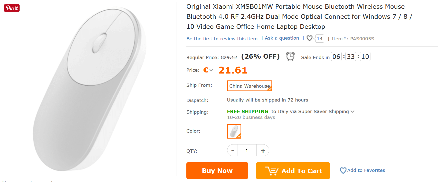 Xiaomi Mi Mouse TomTop