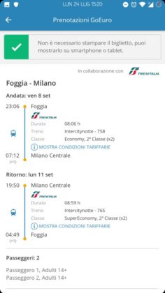 GoEuro app Android Recensione