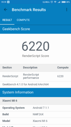 Mi 6 GeekBench