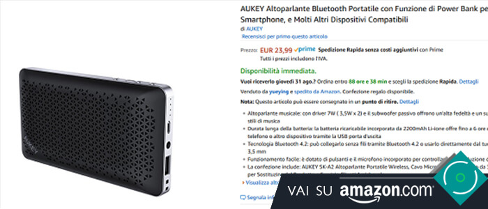 Aukey SK-A2 Speaker Bluetooth recensione