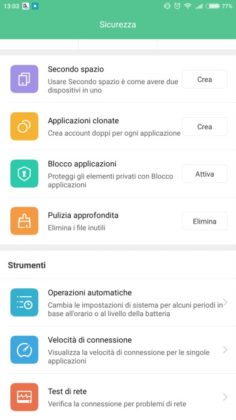 Mi Max 2 app Sicurezza