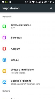 X30 Impostazioni