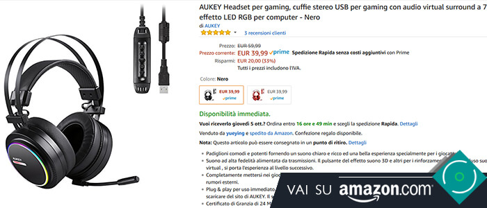 Aukey Cuffie da gaming GH-S5 recensione