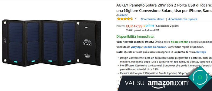 Aukey Pannello Solare PB-P5 recensione