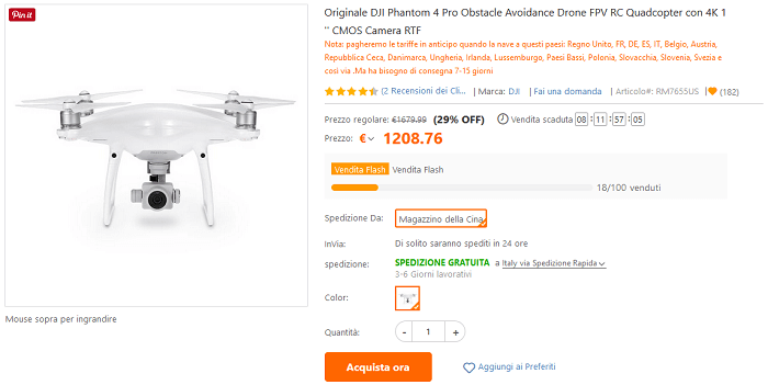 DJI Phantom 4 Pro Obstacle Avoidance offerta TomTop
