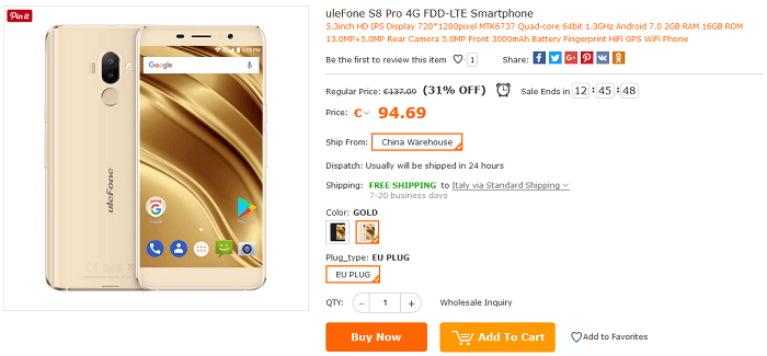 Ulefone S8 Pro offerta Cafago