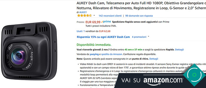 Aukey Dash Cam DR01 recensione