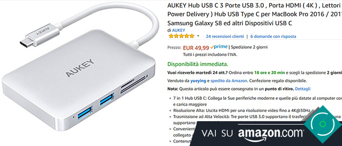 Aukey Hub USB Type-C recensione