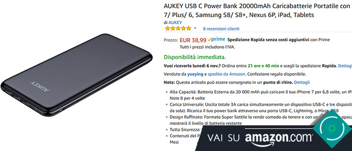 Aukey Powerbank PB-Y14 20.000 mAh recensione