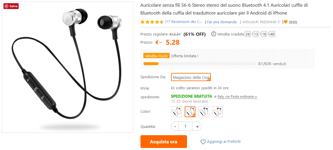 Auricolari Bluetooth offerta TomTop