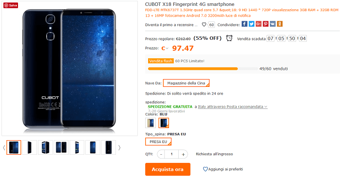 Cubot X18 flash sale Cafago