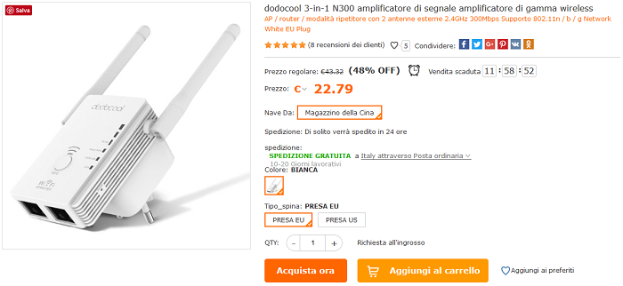 Dodocool Amplificatore di segnale offerta Cafago