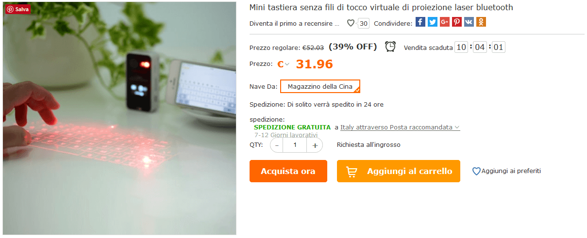 Mini Tastiera Laser Cafago
