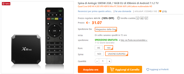 X96 Mini TV Box Android promozione TomTop