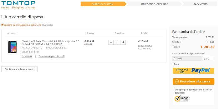 Xiaomi Mi A1 offerta TomTop