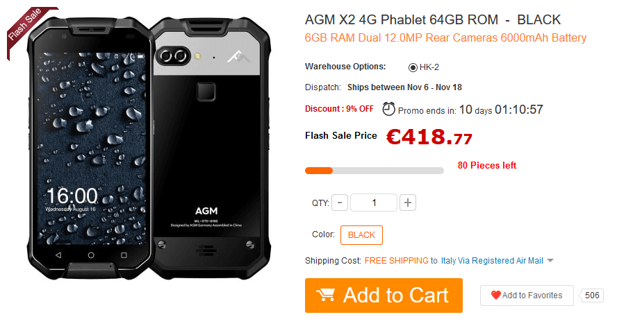 AGM X2 flash sale GearBest