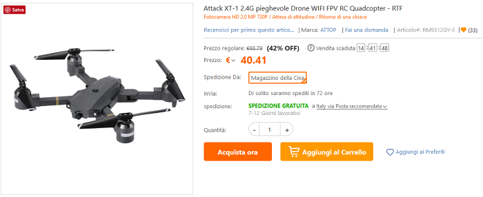 Attop XT-1 Drone pieghevole offerta TomTop