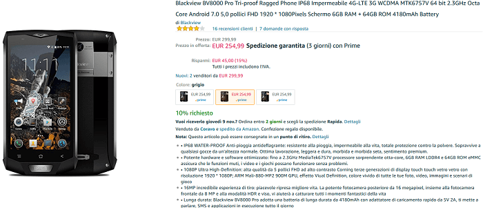 BlackView BV8000 Pro offerta Amazon