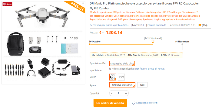 DJI Mavic Pro Platinum promozione TomTop