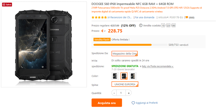Doogee S60 flash sale TomTop