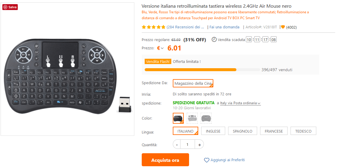 Mini Tastiera wireless flash sale TomTop