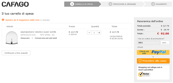 Seebest robot aspirapolvere offerta Cafago