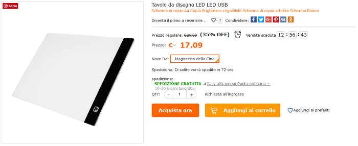 Tavola da disegno LED offerta Cafago