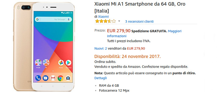 Xiaomi Mi A1 Amazon Italia